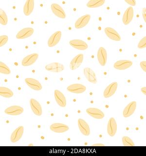 Motif sans couture avec granola, muesli sur fond blanc. Nourriture saine, flocons d'avoine, illustration de dessin animé vectoriel. Illustration de Vecteur