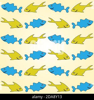 motif de poisson amusant coloré sans couture pour les enfants Illustration de Vecteur