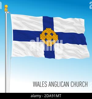 Église anglicane du drapeau du pays de Galles, pays de Galles, Royaume-Uni, illustration vectorielle Illustration de Vecteur