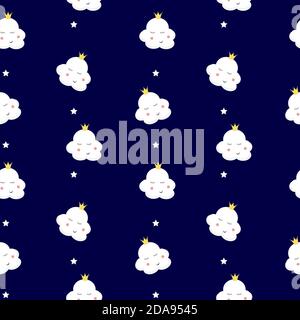 Jolis nuages souriants motif sans couture pour bébés et enfants. Banque D'Images