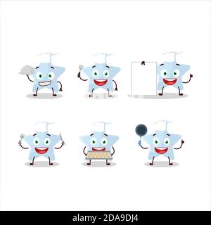 Personnage de dessin animé de l'étoile bleue avec diverses émoticônes de chef Illustration de Vecteur