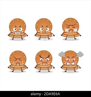Boule de neige cookies personnage de dessin animé avec diverses expressions de colère Illustration de Vecteur