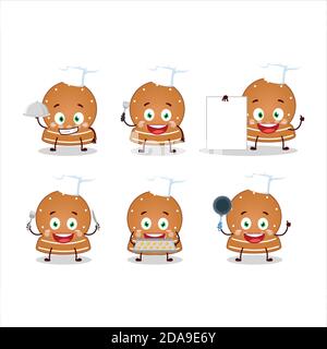 Personnage de dessin animé de biscuits de boule de neige avec diverses émoticônes de chef Illustration de Vecteur