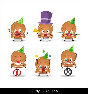 Personnage de dessin animé de biscuits de boules de neige avec divers spectacles de cirque Illustration de Vecteur