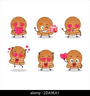 Boule de neige cookies personnage de dessin animé avec amour adorable émoticône Illustration de Vecteur