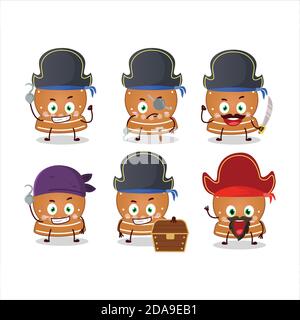 Personnage de dessin animé de cookies de boule de neige avec divers pirates émoticônes Illustration de Vecteur