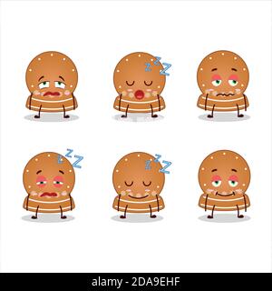 Personnage de dessin animé de biscuits de boule de neige avec expression de sommeil Illustration de Vecteur
