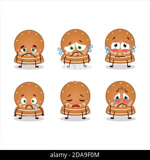 Boule de neige cookies personnage de dessin animé avec une expression triste Illustration de Vecteur