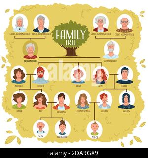 Arbre généalogique avec parents et vecteur de relation Illustration de Vecteur