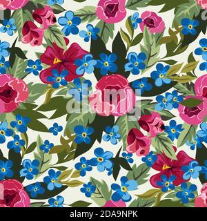 Fleurs d'été pivoines motif sans couture Illustration de Vecteur