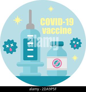 Illustration de la bannière ronde du vaccin Covid-19 (coronavirus) Illustration de Vecteur