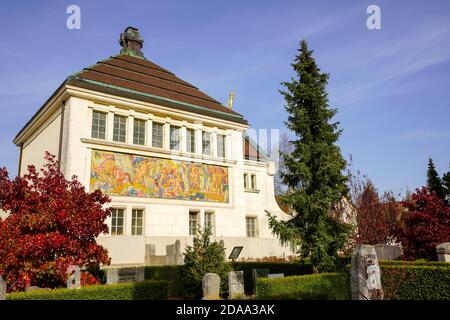 Le crématorium de la Chaux-de-Fonds est un crématorium situé dans le cimetière de Charrière à la Chaux-de-Fonds. Canton de Neuchâtel, Suisse. Banque D'Images