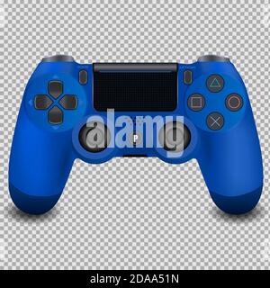 Manette de jeu en bleu sur fond transparent. Illustration vectorielle isolée. Illustration de Vecteur