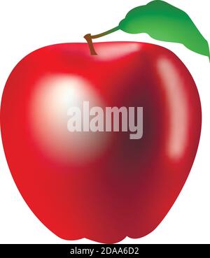 graphique vectoriel 3d d'une pomme rouge isolée sur fond blanc. Illustration de Vecteur