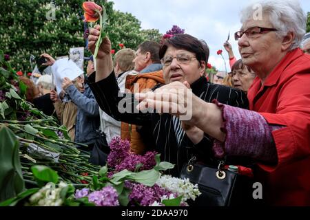 KIEV, UKRAINE - 09 mai 2017 : la marche du régiment d'Immortal consacrée au 72e anniversaire de la victoire de l'Union soviétique sur l'Allemagne nazie a eu lieu à Kiev Banque D'Images