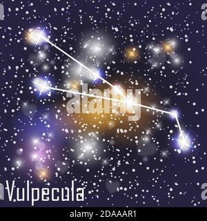Vulpecula Constellation avec de belles étoiles brillantes sur le fond de l'illustration du ciel cosmique. Banque D'Images