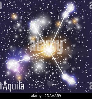 Aquila Constellation avec de belles étoiles brillantes sur le fond de l'illustration ciel cosmique. Banque D'Images