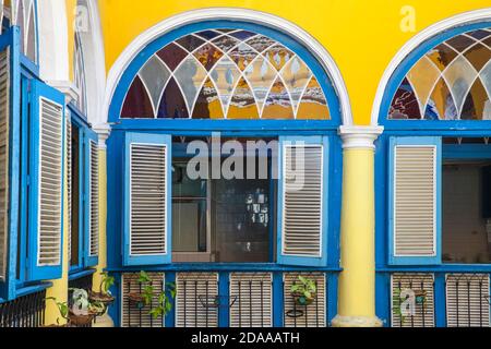 Cuba, La Havane, La Havane Vieje, Plaza de la Catedral, Palacio de los marqueses de Aguas Claras - un palais baroque maintenant Restaurant El Patio Banque D'Images