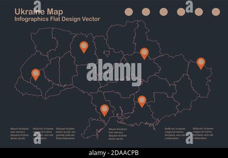 Infographics Ukraine carte contour, conception plate, couleur bleu orange vecteur Illustration de Vecteur