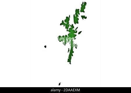 Carte des îles Shetland sur feutre vert Banque D'Images