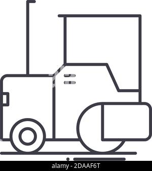 Icône de finisseur, illustration isolée linéaire, vecteur de ligne mince, panneau de conception de bande, symbole de concept de contour avec contour modifiable sur fond blanc. Illustration de Vecteur