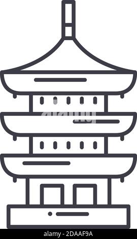 Icône de mémorial asiatique, illustration isolée linéaire, vecteur de ligne mince, signe de conception Web, symbole de concept de contour avec contour modifiable sur fond blanc. Illustration de Vecteur