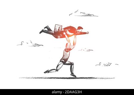 Concept d'automatisation des activités. Vecteur isolé tracé à la main. Illustration de Vecteur