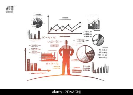 Concept d'audit. Vecteur isolé tracé à la main. Illustration de Vecteur