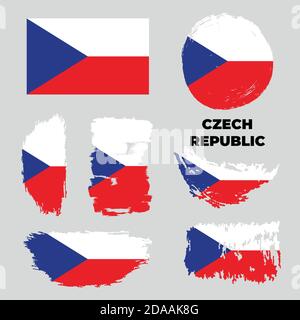 Grunge République Tchèque drapeaux ensemble. Illustration du stock vectoriel Illustration de Vecteur