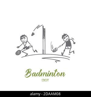 Concept de badminton. Vecteur isolé tracé à la main Illustration de Vecteur