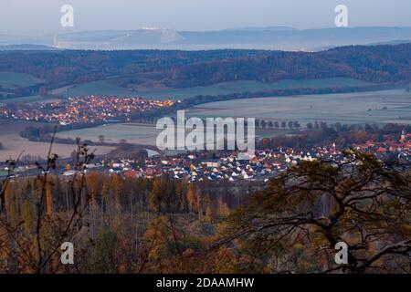Le paysage de la vallée de la Werra en Allemagne Banque D'Images