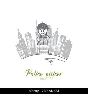Notion d'agent de police. Vecteur isolé tracé à la main Illustration de Vecteur