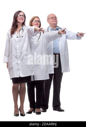 groupe de professionnels de la santé qualifiés qui pointent vers l'avenir Banque D'Images