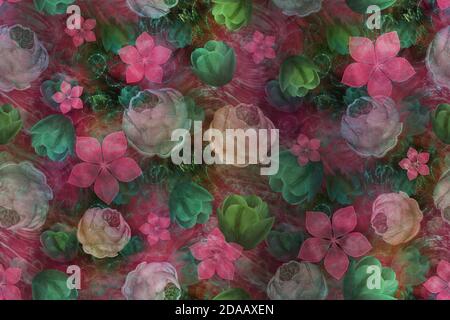 Motif fleuri sans coutures dans un style vintage. Banque D'Images