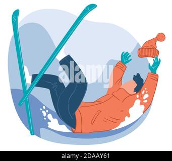 Descente du skieur, pratique des sports de ski Illustration de Vecteur