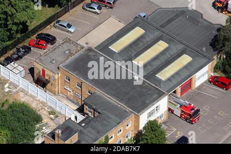 Vue aérienne de la caserne de pompiers de Banbury, Oxfordshire, Royaume-Uni Banque D'Images