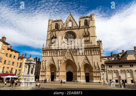 Cathédrale Saint-Jean-Baptiste, Lyon, Rhône, France Banque D'Images