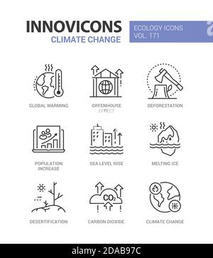 Changement climatique - jeu d'icônes de style moderne Illustration de Vecteur