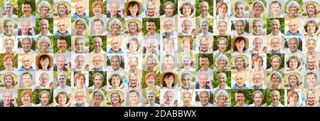 Panorama Seniors Portrait Collage comme concept pour l'âge, la société, la retraite et la communauté Banque D'Images