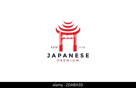 Illustration de l'icône vectorielle du logo de culture rouge de la porte japonaise asiatique Illustration de Vecteur