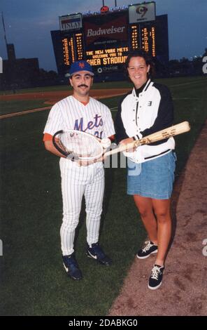 Le joueur américain de baseball John Franco et le joueur de tennis Lindsay Davenport, 1995 Banque D'Images