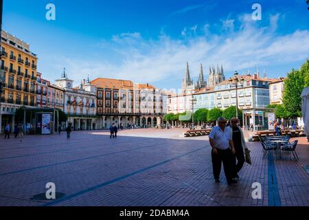 Plaza Mayor - place principale, la place centrale de Burgos. French Way, Way of St. James. Burgos, Castille et Leon, Espagne, Europe Banque D'Images