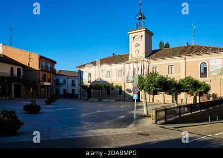 Plaza Mayor - place principale. French Way, Way of St. James. Carrión de los Condes, Palencia, Castille et Leon, Espagne, Europe Banque D'Images