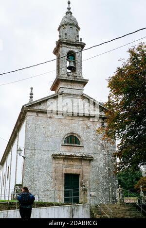 Église de San Pelayo de Sabugueria, construite en 1840. French Way, Way of St. James. Sabugueria, Saint-Jacques-de-Compostelle, COROGNE, Galice, Espagne, Europe Banque D'Images