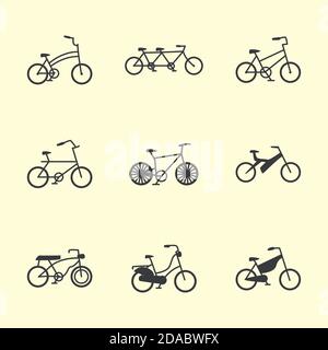 définir des icônes représentant différents types de dessin vectoriel de vélos Illustration de Vecteur