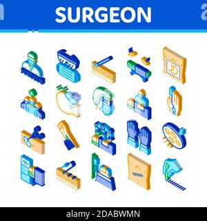 Surgeon Medical Doctor Isometric Icons Set Vector Illustration de Vecteur