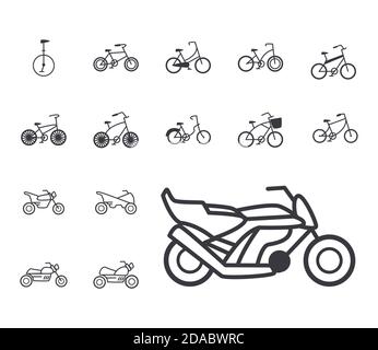 définir des icônes représentant différents types de motos et de motos vectorisées Illustration de Vecteur