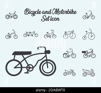 vélos et motos, ensemble icônes vecteur illustration design Illustration de Vecteur