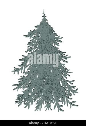 Un arbre de Noël en forme de cocon dessiné à la main. Symbole de congé. Dessin animé élément, coloré non décoré arbre de Noël isolé sur fond blanc Illustration de Vecteur