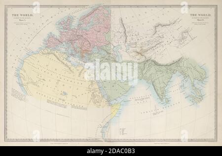 MONDE CONNU DES ANCIENS. Hérodotus Ptolémée Pliny Hanno. Sur 2 feuilles 1857 carte Banque D'Images